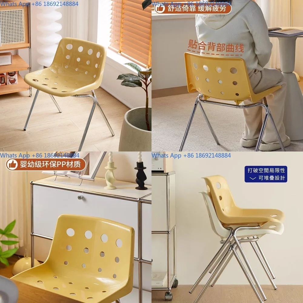 

Cheese Chair Korean Style Retro Dining Room Hole Chair Simple Backrest Cafe Milk Tea Shop Seat