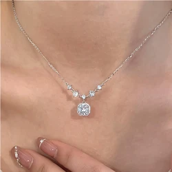 S925 Sterling Silver Zircon Pendants Necklaces For Girl Luxury CZ Fine Jewelry Gift Female Wedding Gift Free Shipping Wholesale