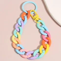 Colorido acrílico plástico link chain chaveiro criativo feito à mão anti-perdido telefone chaveiro para mulheres meninas diy jóias presentes