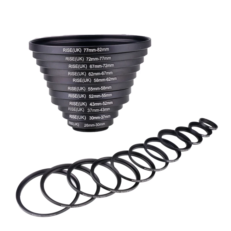 

RISESPRAY 11pcs 26 ~ 82mm DSLR Camera Metal Step Up Ring Lens Filter Stepping Adapter Kit Hot Sale free shipping