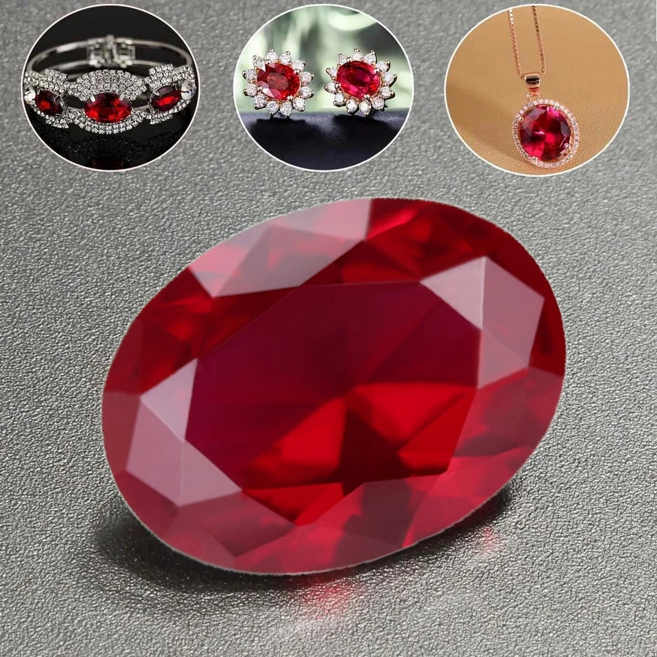 

Pretty Ruby Gem UV Test Fluorescent Ruby Oval Cut 13×18mm 14.0ct VVS Loose Gemstone for Jewelry Accessories