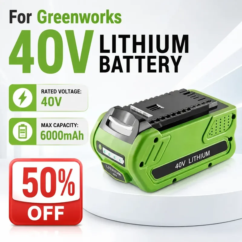 For Glibo 40V Lithium Battery Compatible with Lawn Mower Lawn Hair Dryer Chain Saw Hedge Trimmer Universal Battery Pack