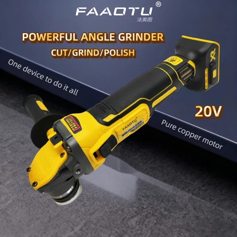 

FAAOTU DCG409 Cordless Angle Grinder 20V Brushless Motor Cutting Machine 125mm Portable Suitable for Dewalt batteries