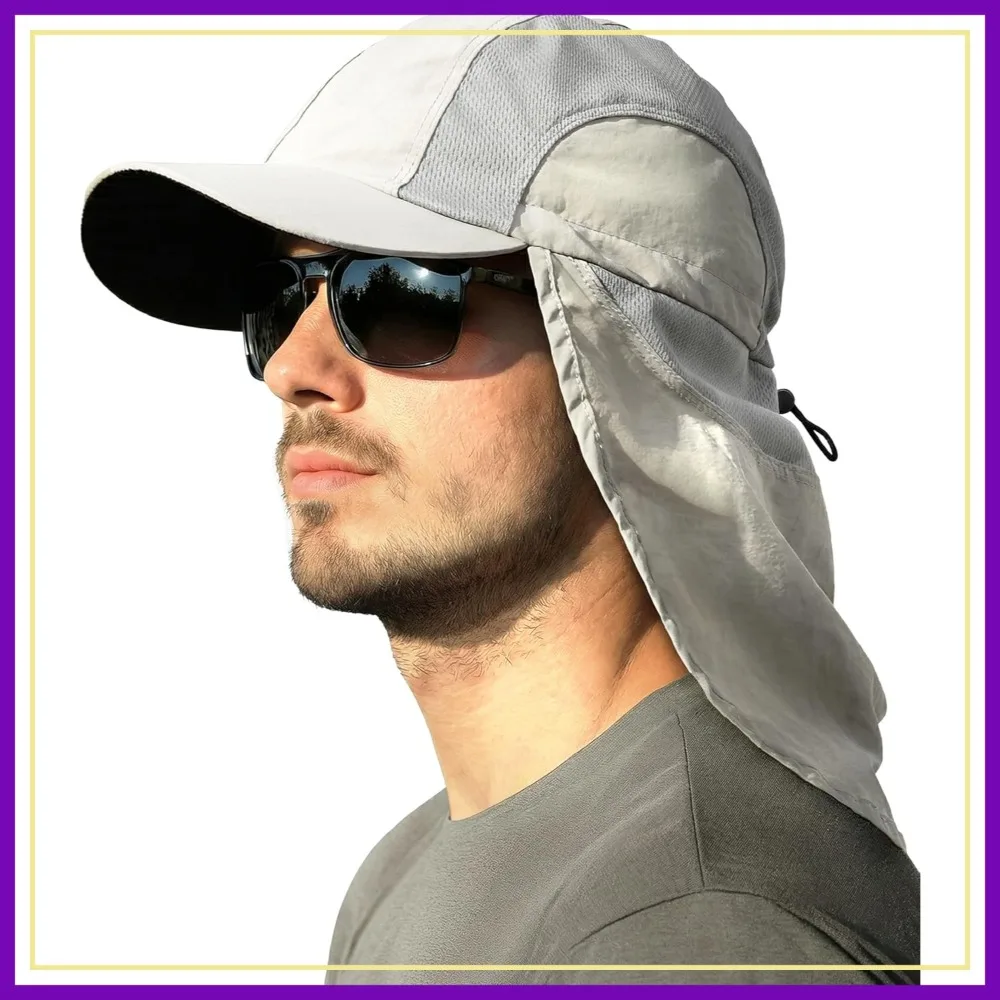 

Men's Sun Hat with Breathable Mesh, UPF 50+ Protection, Neck Flap for Fishing Hiking Cycling