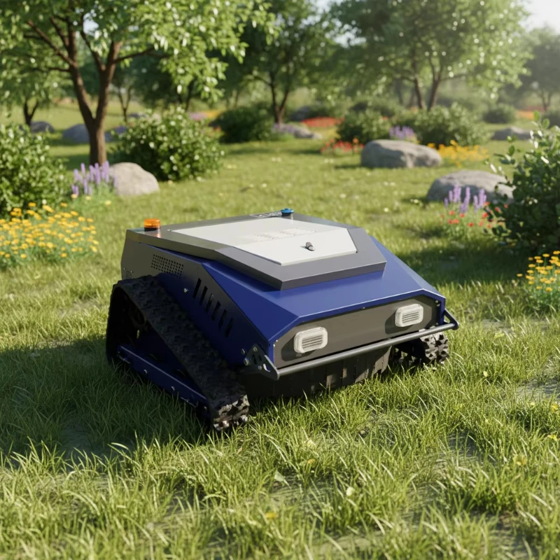 Remote Crawler Lawn Mower Adjustable Cutting Height Rubber Track RC Grass Cutter For Dam Embankment Orchard