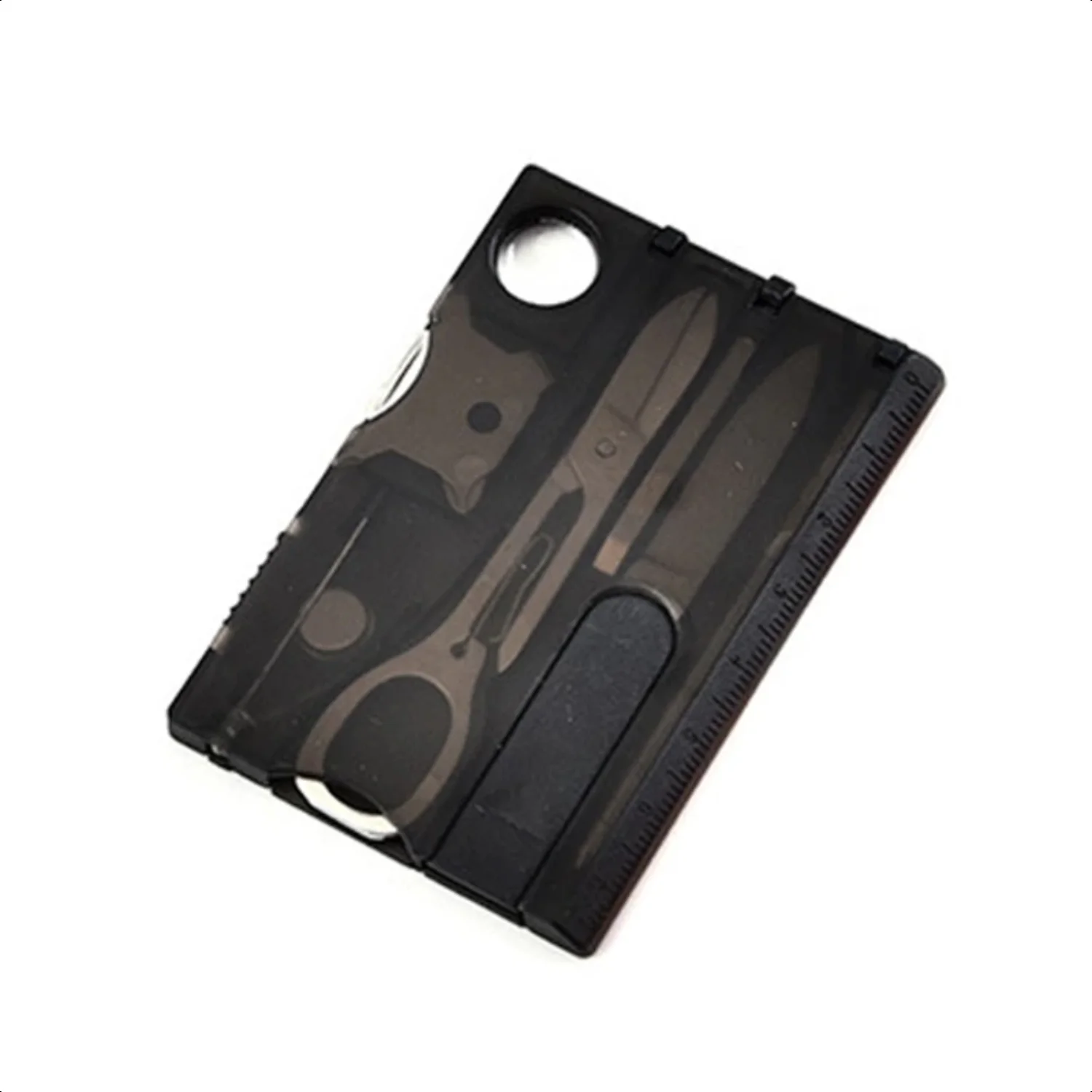 

[ "Multi-functional 12-in-1 Credit Card Multitool for Outdoor Camping and Hiking", "Compact and Versatile 12-in-1 Credit Card Mu