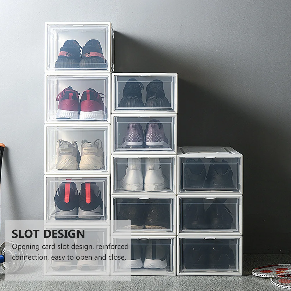 

1Pcs Clear Shoe Box Stackable Foldable Sneaker Storage Container Stable Household Shoes Organizer Shoes Box