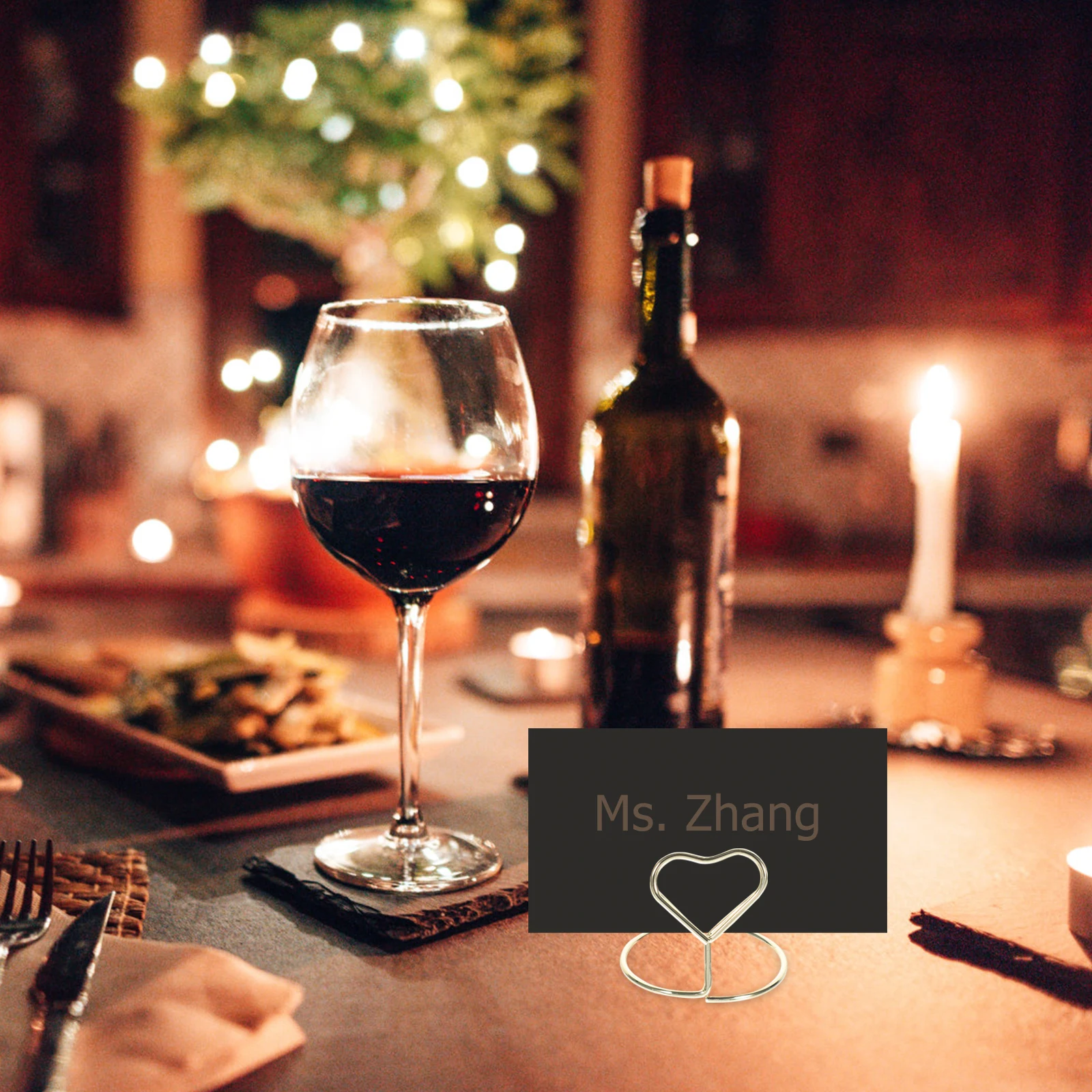 

10pcs Elegant Heart Shape Memo Holder Table Number Clips Sturdy Spiral Base Gold Wedding Birthday Party Supplies Reusable Card