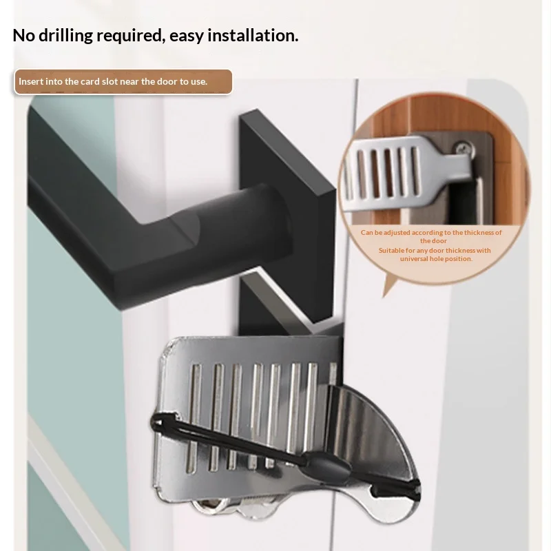 Stainless Steel Door Stop Lock Anti Theft Door Blocker Travel Hotel Safety Door Security Locker Anti Prying Door Stopper view 4