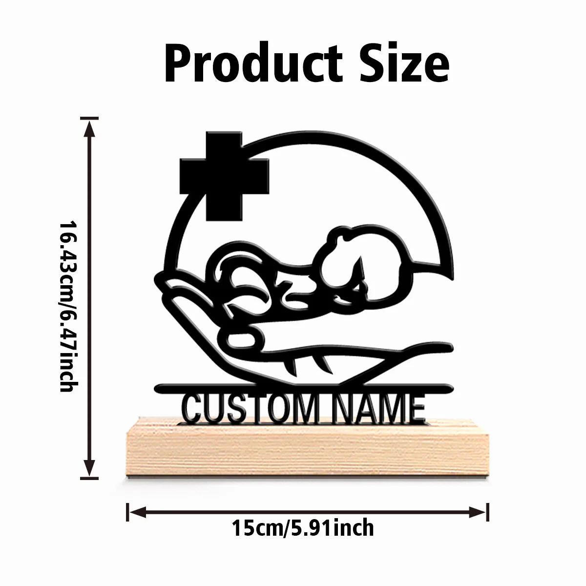 1pc Beauty Personalized Custom Obstetrics and Gynecology Metal Statues Science-Themed Wooden Base Decor for Doctors