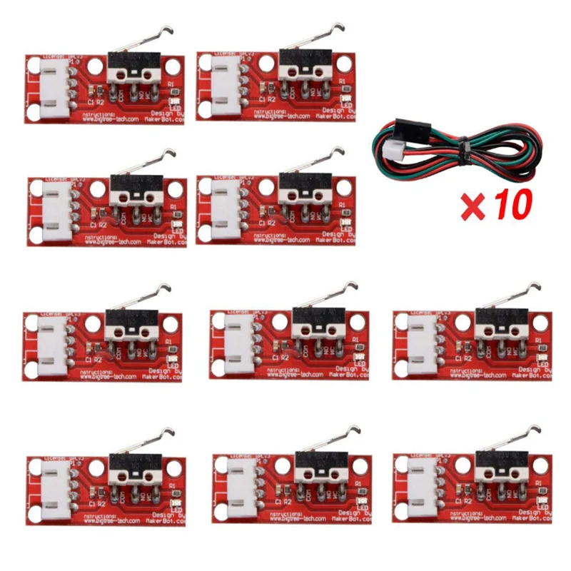 

1-10 шт. концевых выключателей для Arduino, механический концевой выключатель с кабелем для платы CNC RAMPS 1.4, запчасти для 3D-принтеров