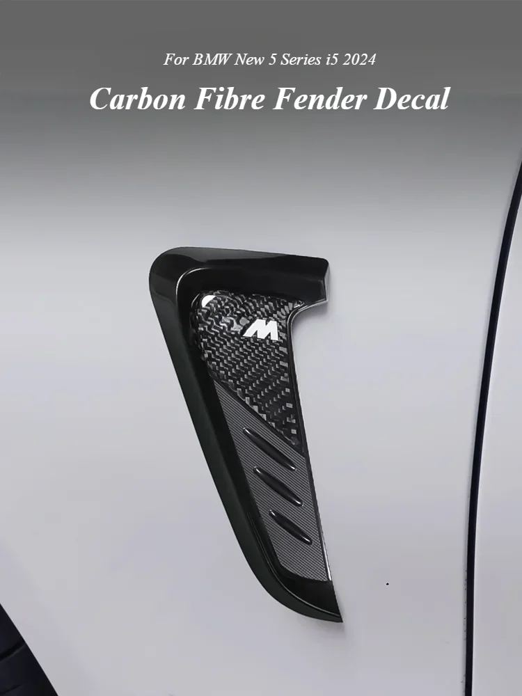 For BMW New 5 Series i5 True Carbon Fiber Fender Trim IDecal Scoop Hood Spolier Exterior Sticker Auto Accessories