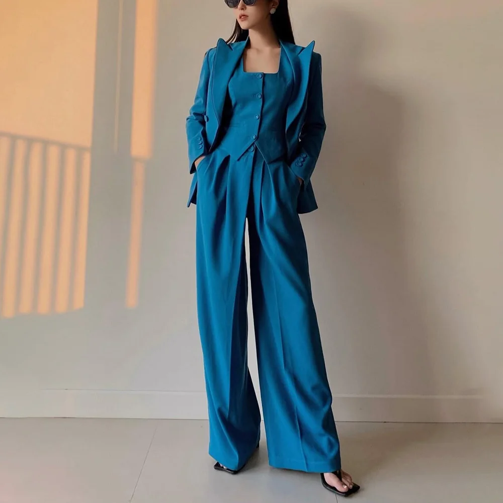 

3 Piece Set Woman Autumn Fashion Long Sleeves Blazer Pants Vest Elegant Female Suit Work Pants Sets Office Lady