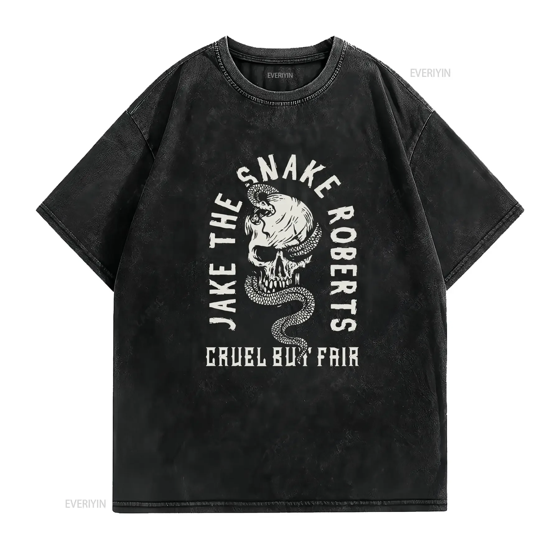 Jake The Snake Roberts Snakebite T Shirt vintage Washed Comfortable Unisex designer clothes homme Slightly Breathable Stretched