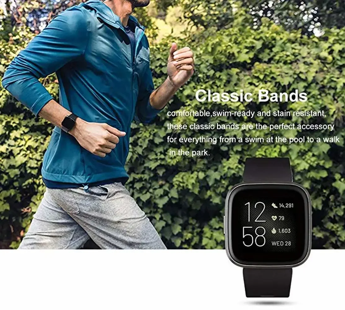 حزام سيليكون لـ Fitbit Versa/Versa 2 متعدد الألوان مقاوم للماء حزام ساعة رياضي بديل لسوار Fitbit Versa