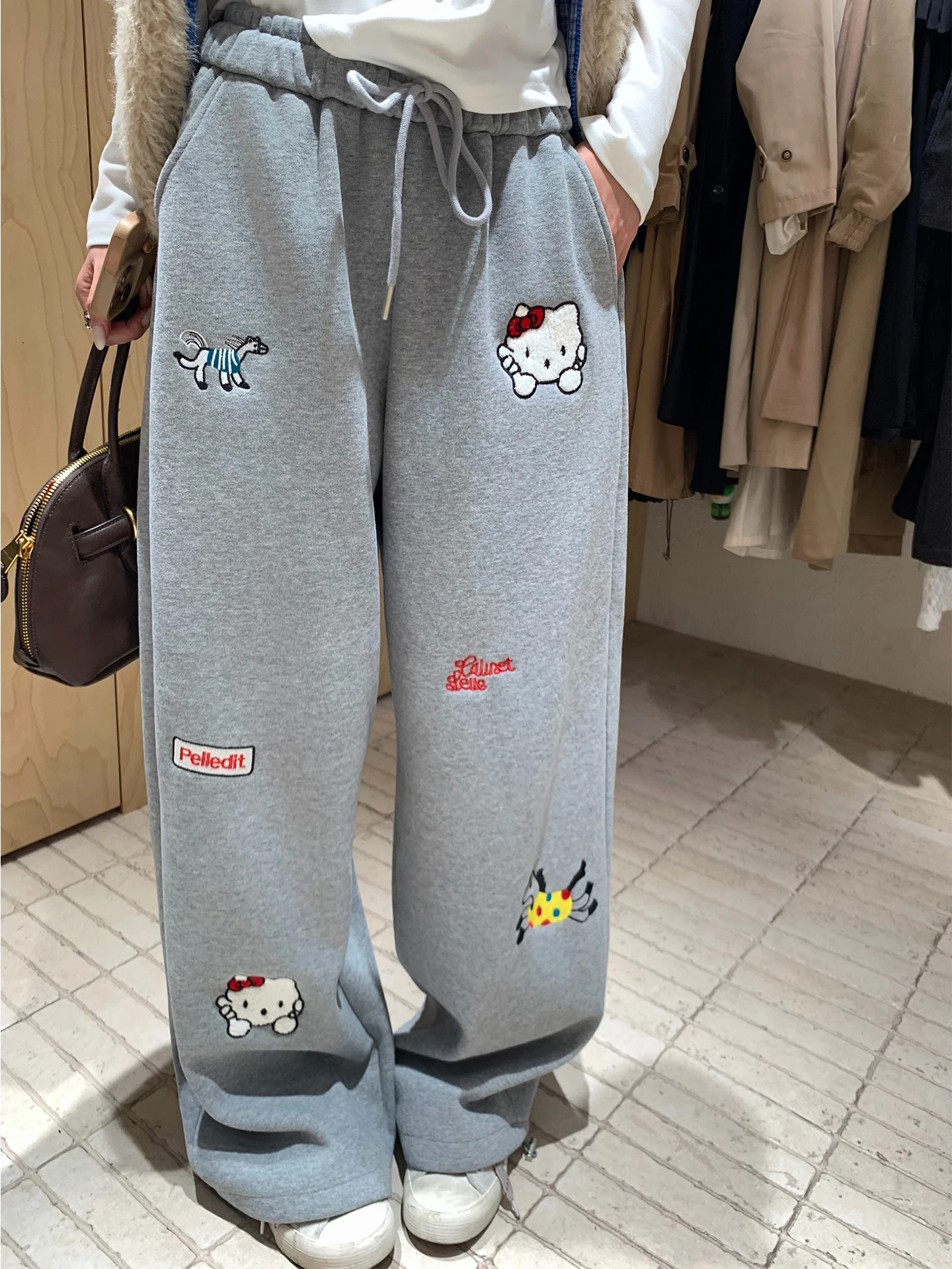 

Спортивные брюки Xuekeke ey Kit Fce с подкладкой, женские свободные повседневные драпированные брюки прямого кроя, утягивающие фигуру, спортивные штаны