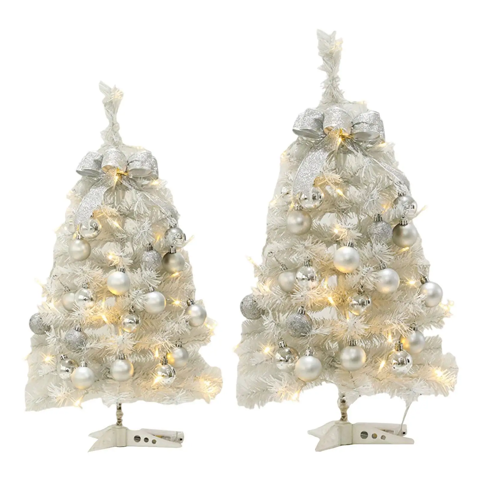 2024 nuevo árbol de navidad blanco: decoración de escritorio compacta con luces LED y