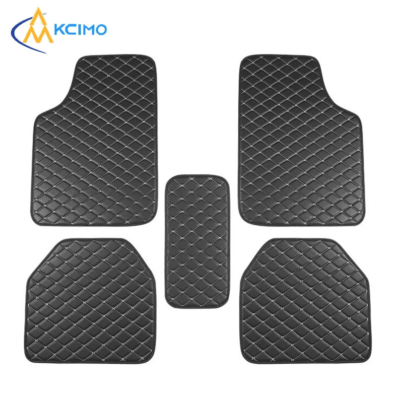 5Pcs Car Floor Mats PU Leather Waterproof Auto Foot Pad Protector pads Fashion Universal Car Carpet Cushion For All Seasons