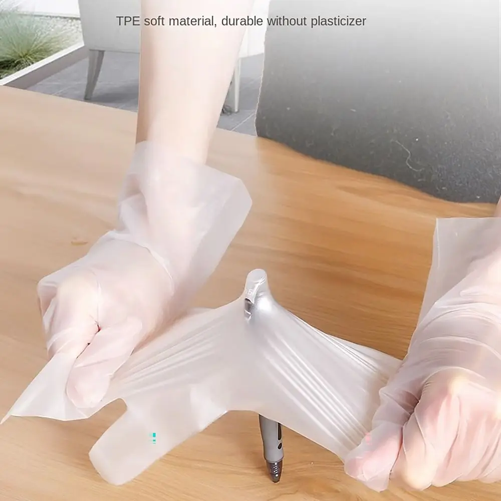 100Pcs Acid Work Safety Disposable Gloves Non-Slip S/M/L/XL Cleaning Gloves Food Grade Transparent Latex Free Gloves Market