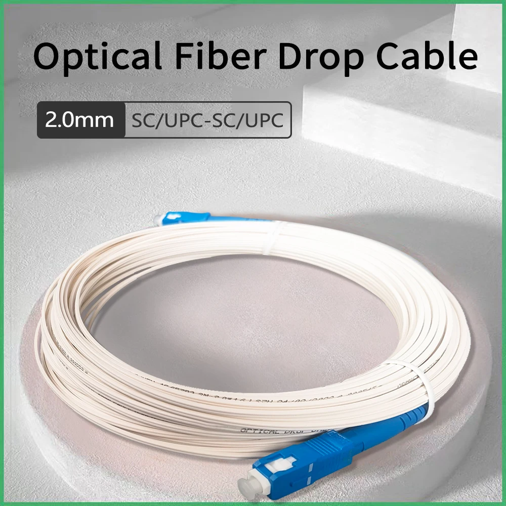 20M Optical Drop Cable สายแพทช์ไฟเบอร์ออปติก GJXFH-1G657B3 สีขาว LSZH SC/UPC-SC/UPC FTTH 2.0x1.6 แม่พิมพ์เดี่ยว core