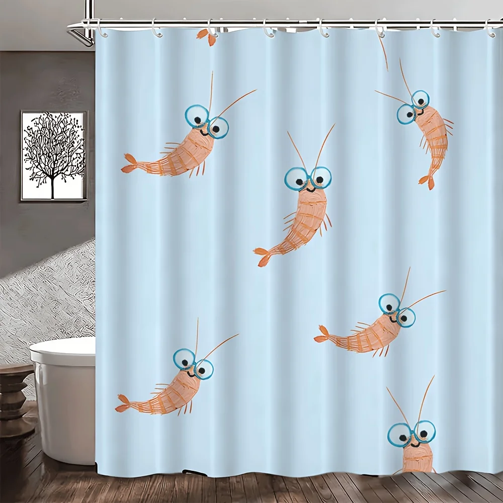 Cute Cartoon Bug Pattern Shower Curtain Polyester Waterproof Bathroom Decor Novelty Tropical Insect Print Home Accent