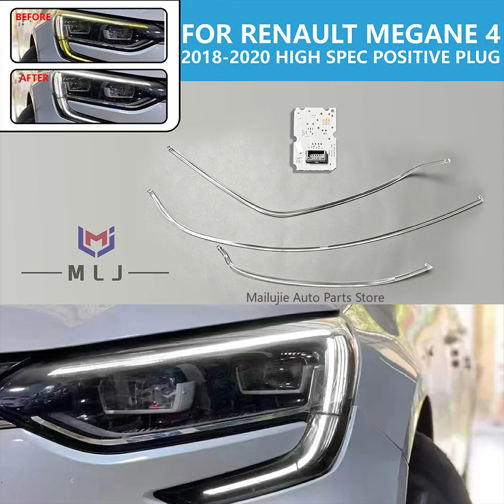 For Renault Megane 4 2018-2020 High Spec Positive Plug Angel Eye DRL LED Chip Light Strip Daytime Running Headlamp Accessories