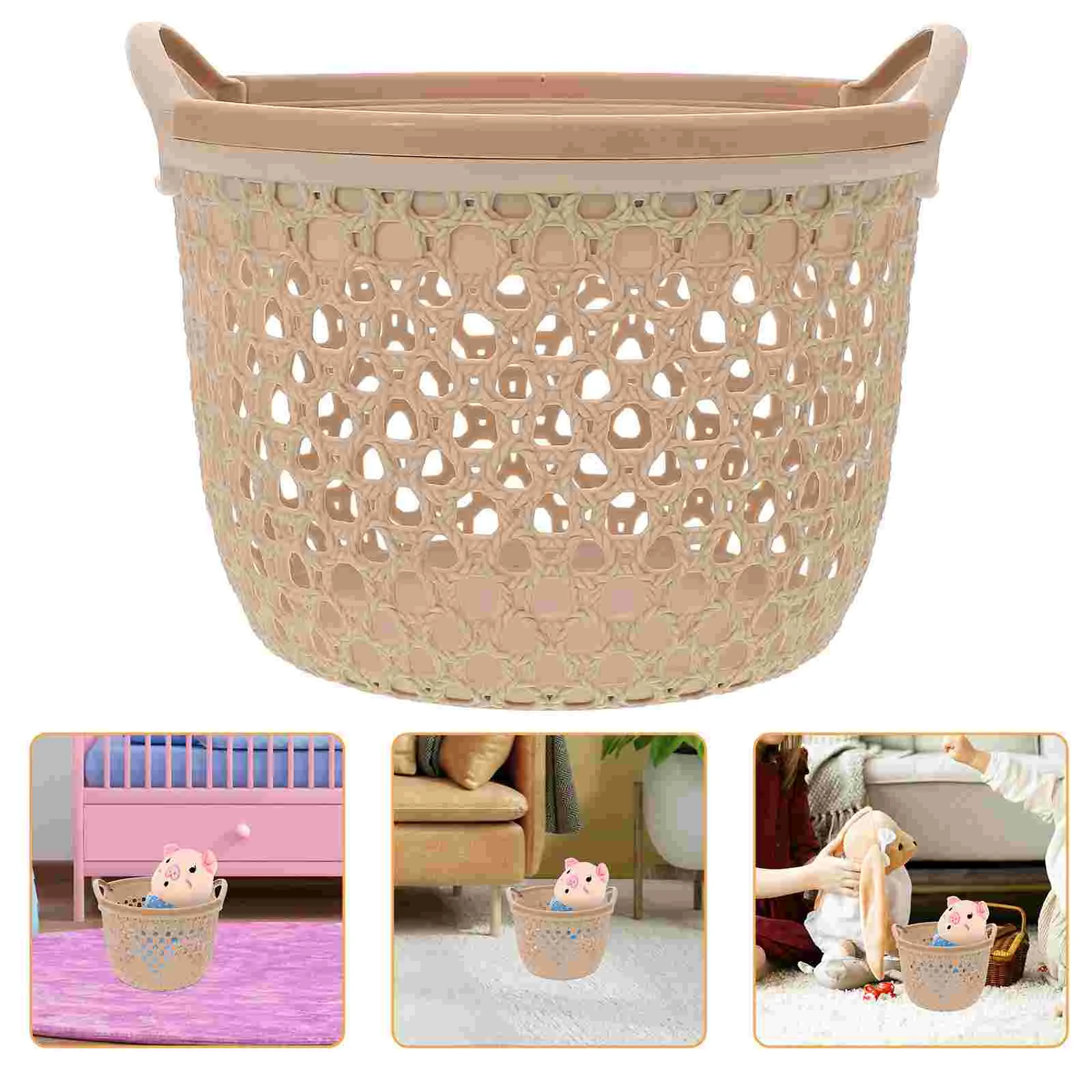 

Clothes Storage Basket Bathroom Laundry Hamper Woven Rustic Decorative Baskets Pp