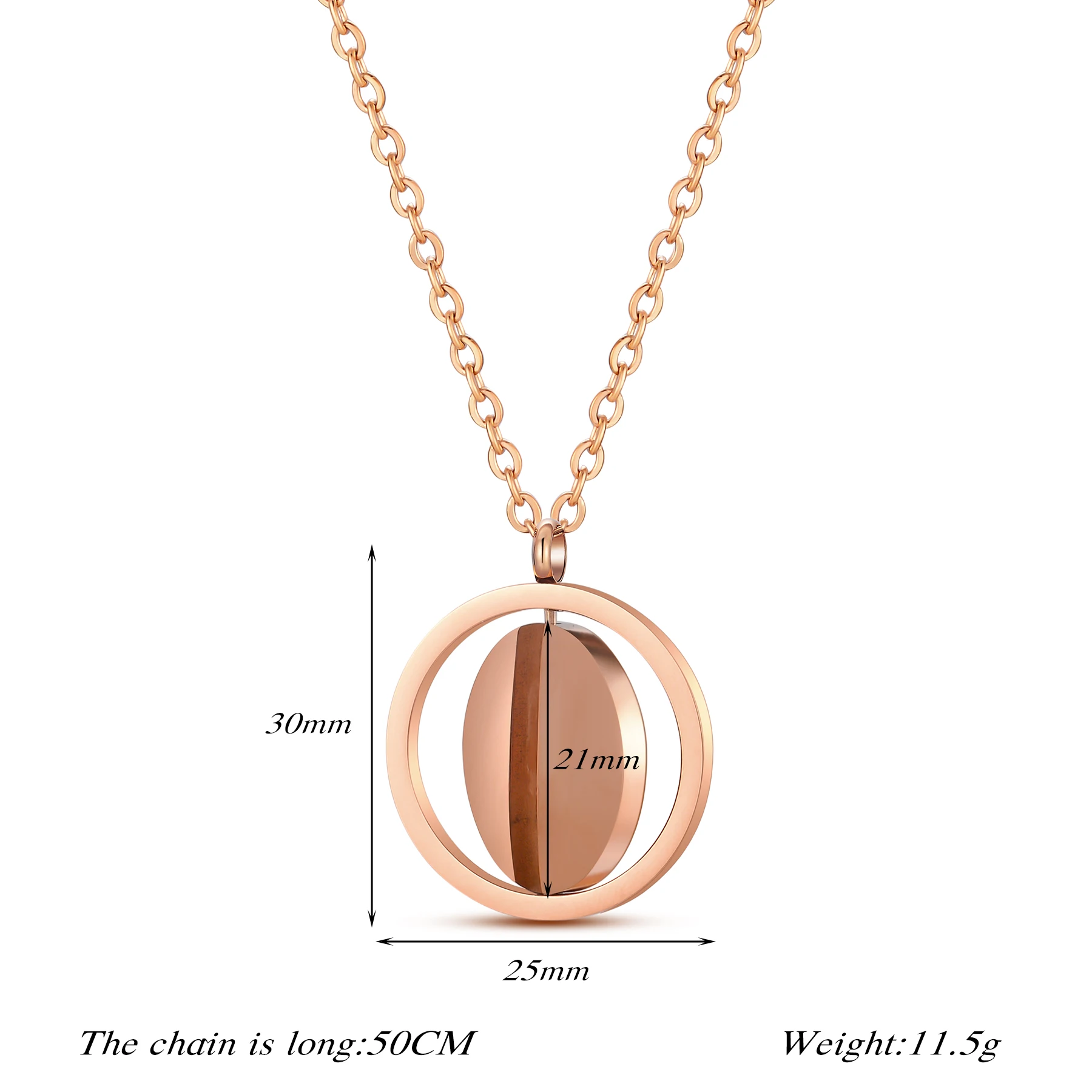 1Piece Round Rotatable Necklaces High Quality Stainless Steel Mirror Polished Pendant Customized Name or Logo Jewelry Gift