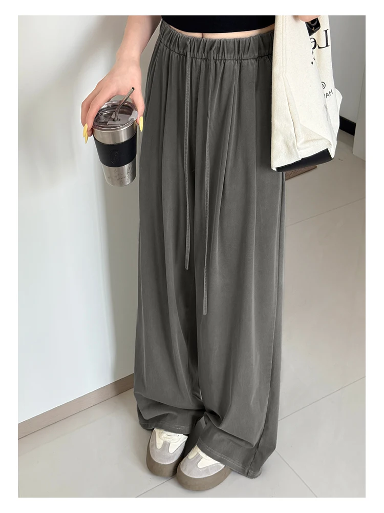 Damen-Jeans mit geradem Bein, Hose aus Lyocell-Stoff mit elastischem Bund, locker geschnittene Hose, schmal geschnittene, weit geschnittene Hose für den Alltag. – Detail 14