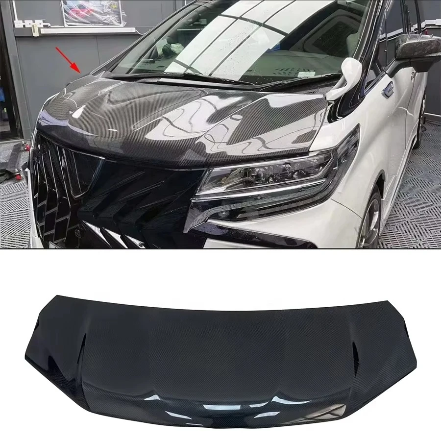 

Upgraded Carbon Fiber Front Hood for Alphard 30 Series Stylish Bodykit with New Engine Bonnet Cover Front Bumper