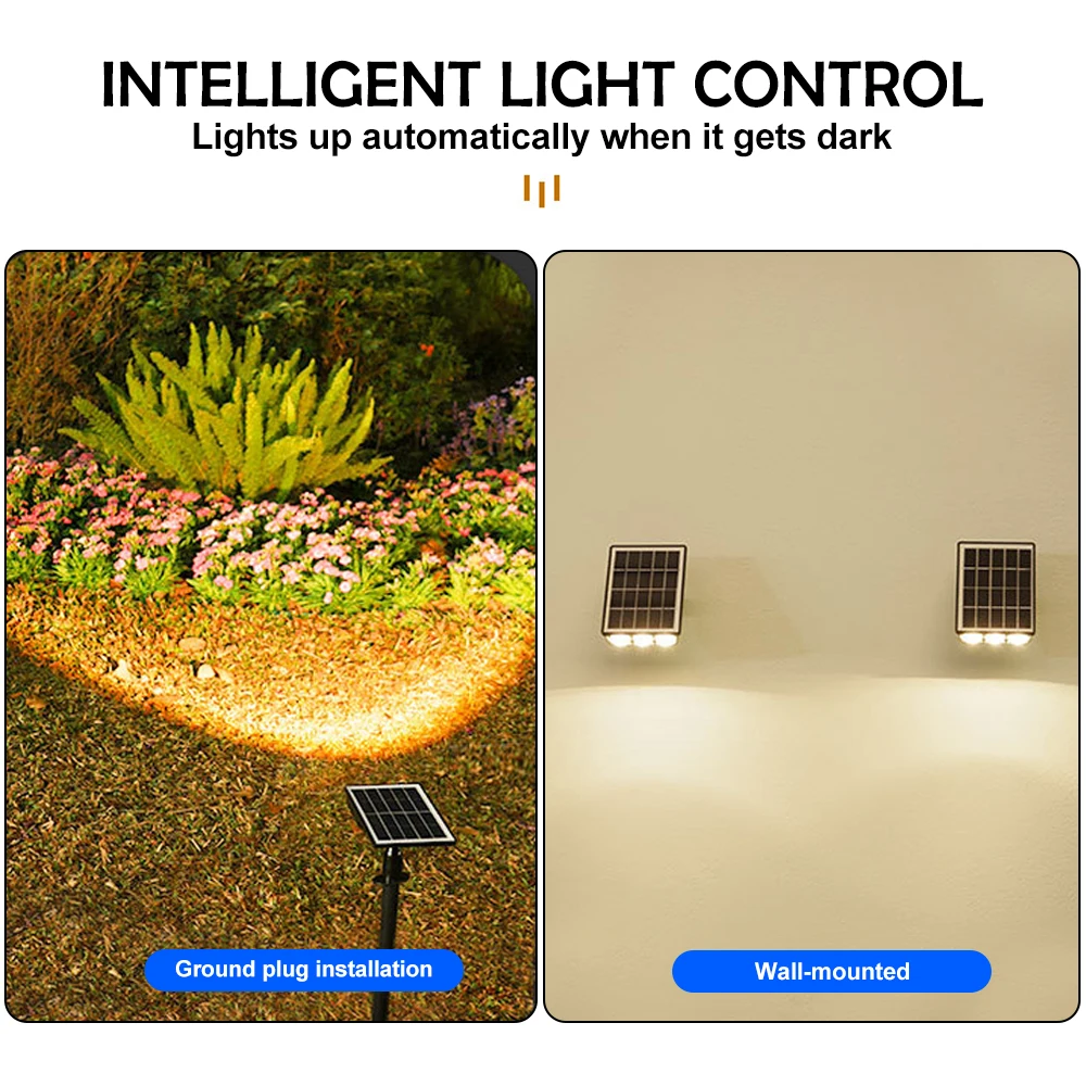 

E5 Solar Spot Light Outdoor Lamp 3LED Solar Landscape Spotlight Garden Dimmable Wall Light Pool Fence House Garage Pathway Light