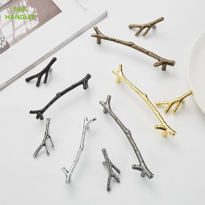 مقابض درج خزانة الأثاث مقابض المطبخ لمقبض الخزانة درج الباب الأثاث مقبض المطبخ Dendritic بسيط الألومنيوم #2