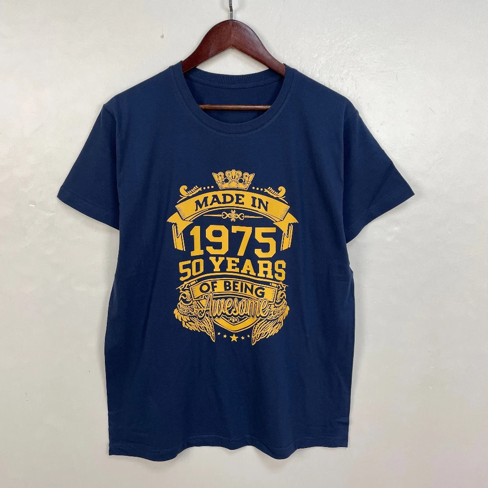 2026 Funny Made in 1975 51 Years of Being Awesome Vintage 51th Birthday T-shirts Men Casual Cotton Tee Loose Streetwear T Shirt
