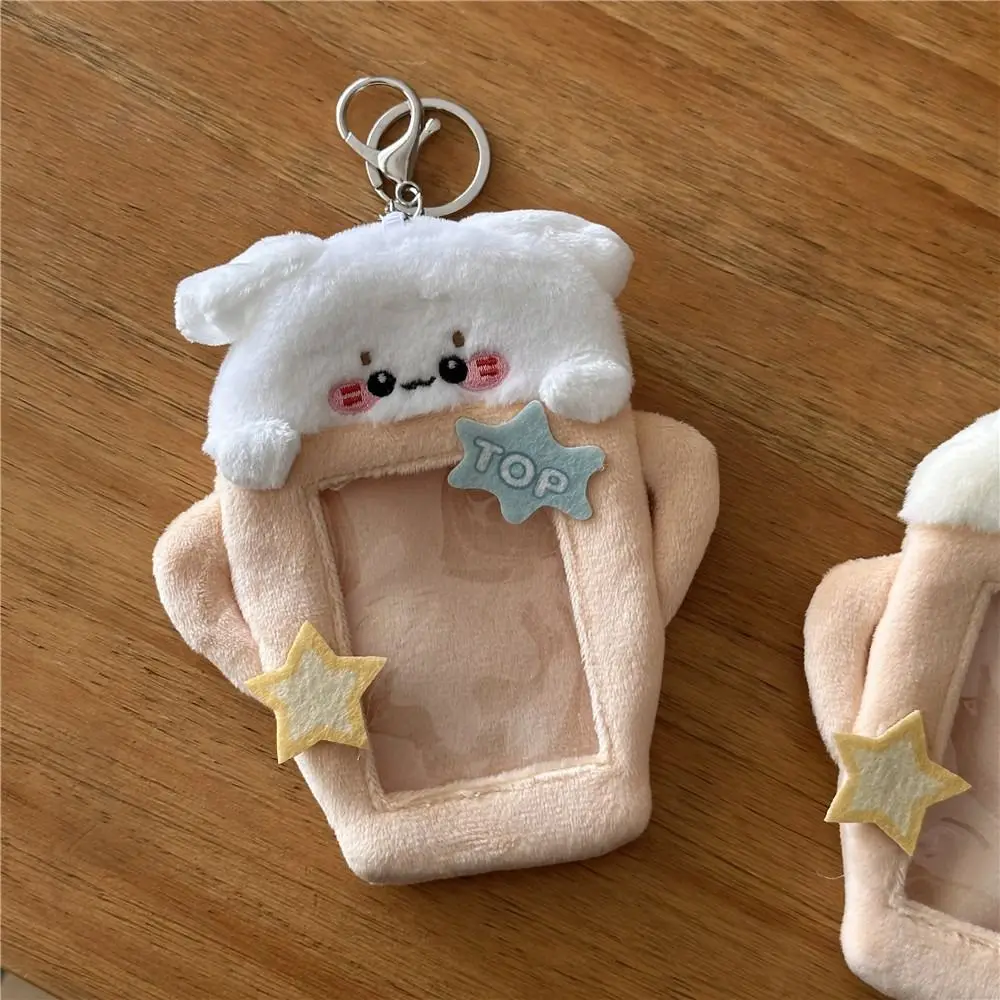 3inch Plush Photocard Holder Korean Style Champion Dog Design Cartoon Card Cover INS with Keychain Bus Card Holder Girl