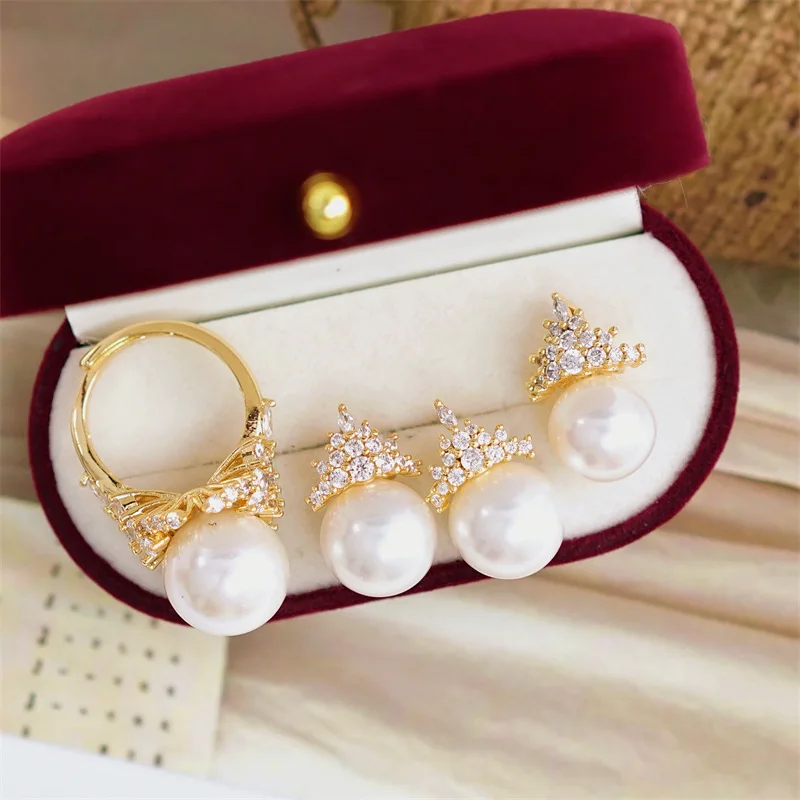 New  AAAA+ 9-10mm akoya white pearl Earrings Set ROUND Silver Authentic Earrings Pendant Ring  gift box