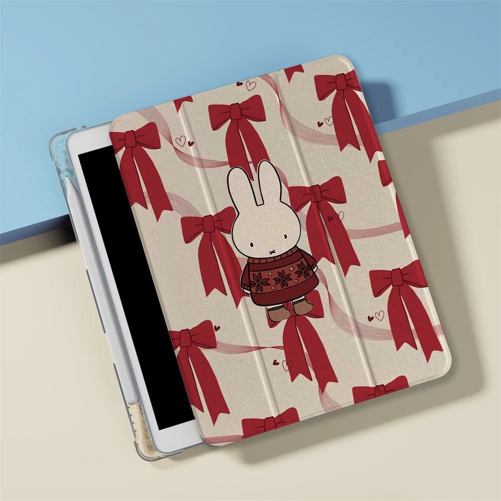 Tablet Case for iPad Pro 2025 Air 11 2024 iPad 10th Air 5 4 10.9 Ipad 7 8 9 10.2 5 6 9.7 in Air3 10.5 mini Cute Bow Line Rabbit