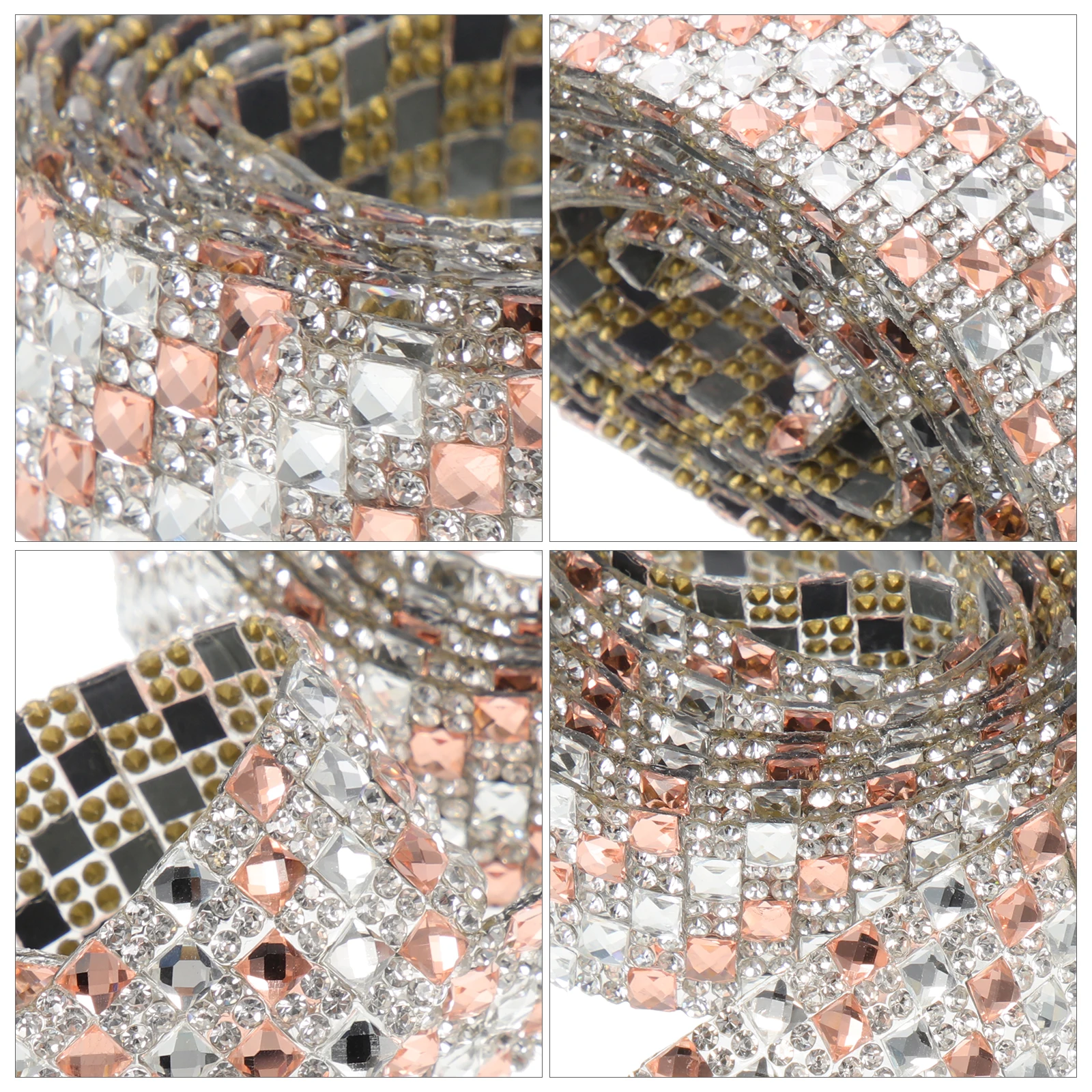 

1 Roll Exquisite Rhinestone Chain DIY Self Adhesive Trim for Clothes Handicrafts Multi-Function Decorative Craft Supply Delicate