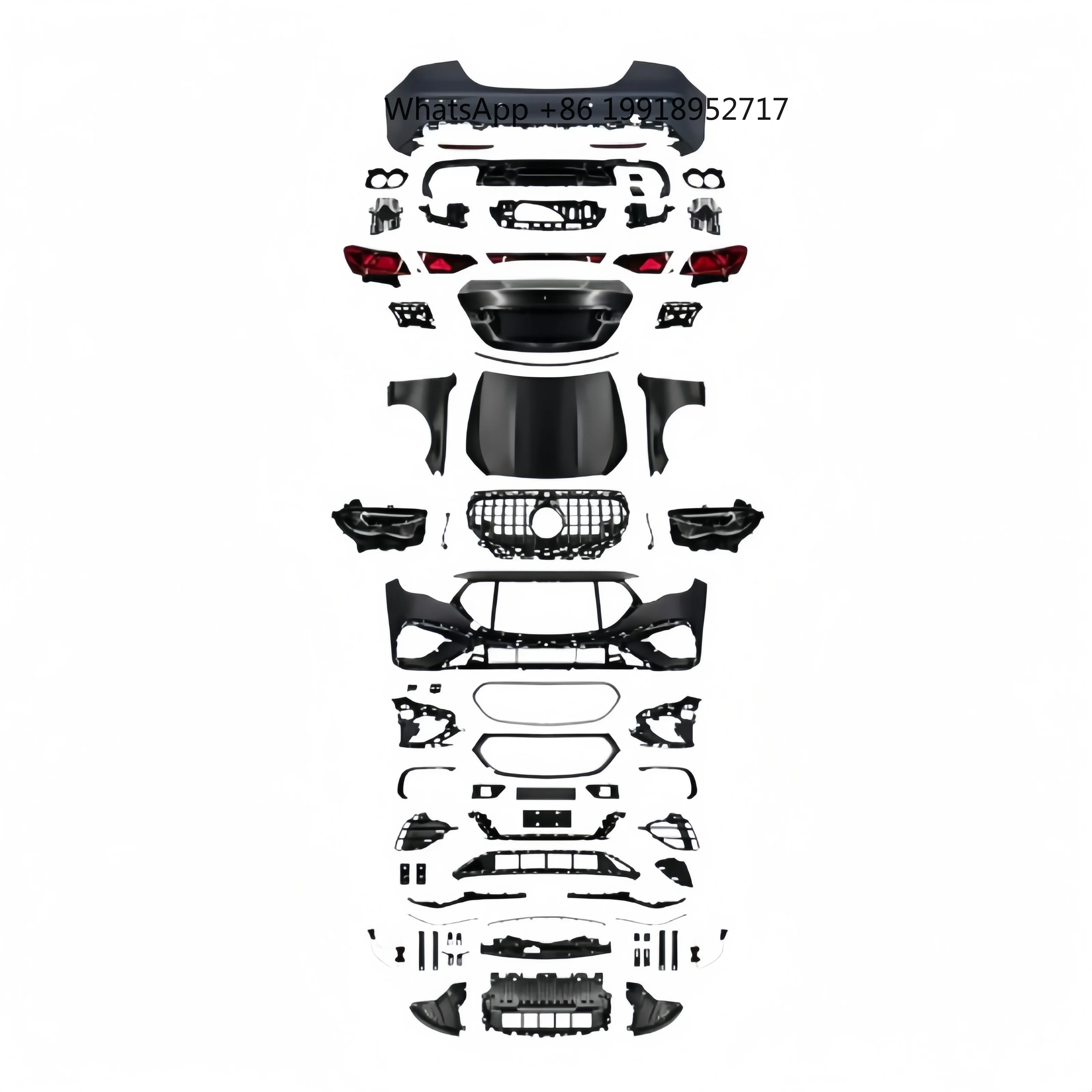 

W214 E53 AMG Style Rear Bumper Quad Exhaust Diffuser LED Taillights Rear Conversion Kit for W213 2016-2023 Upgrade JJ792