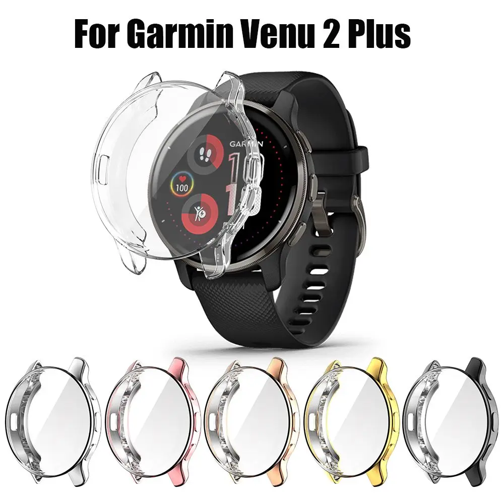 غطاء حماية ناعم للساعة الذكية مصنوع من مادة TPU وواقي شاشة واقٍ لهاتف Garmin Venu 2 Plus
