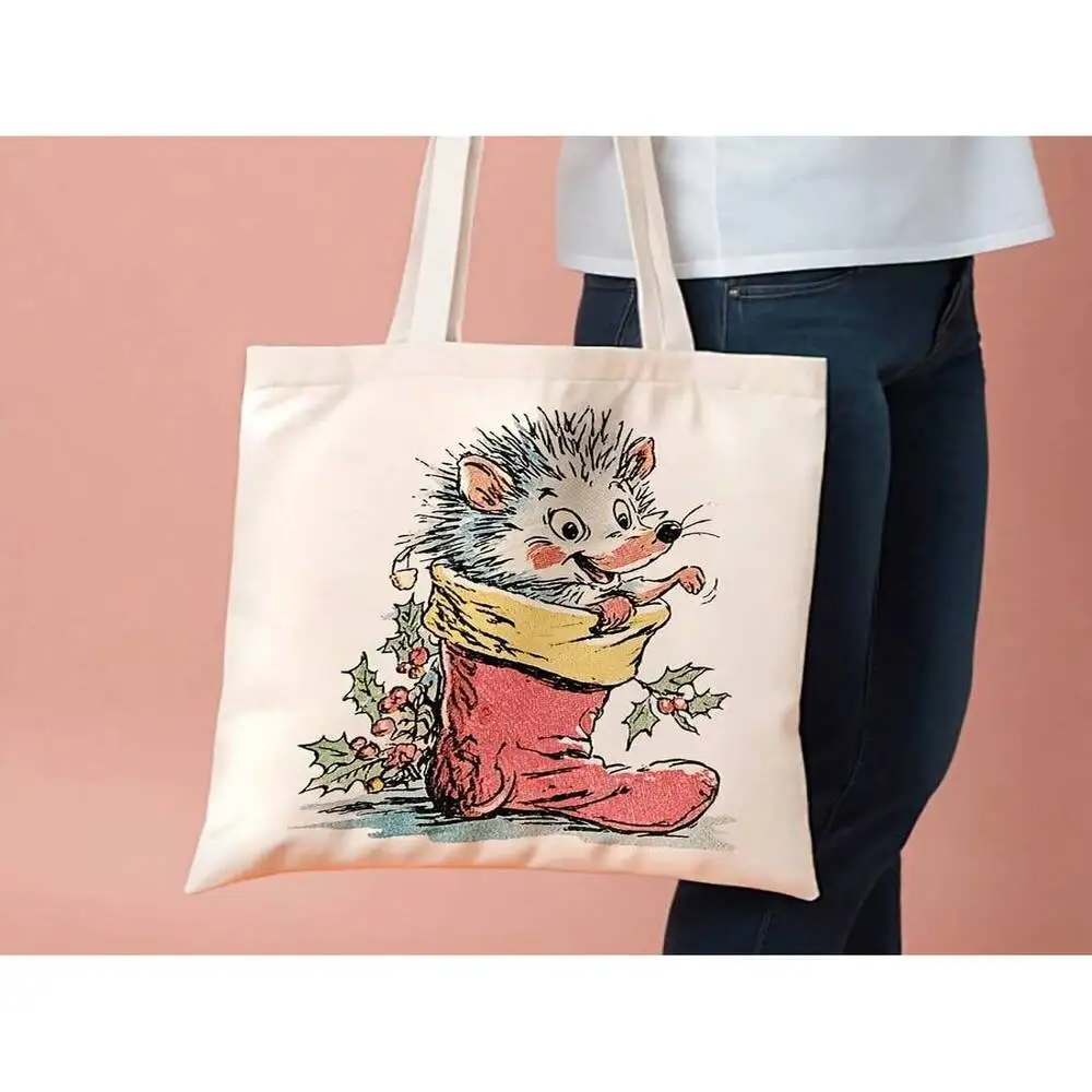 

Холщовая сумка 13,8 x 15,8 дюйма — 1 шт. Стильная многоразовая сумка для продуктов для ежедневного использования и поездок на работу