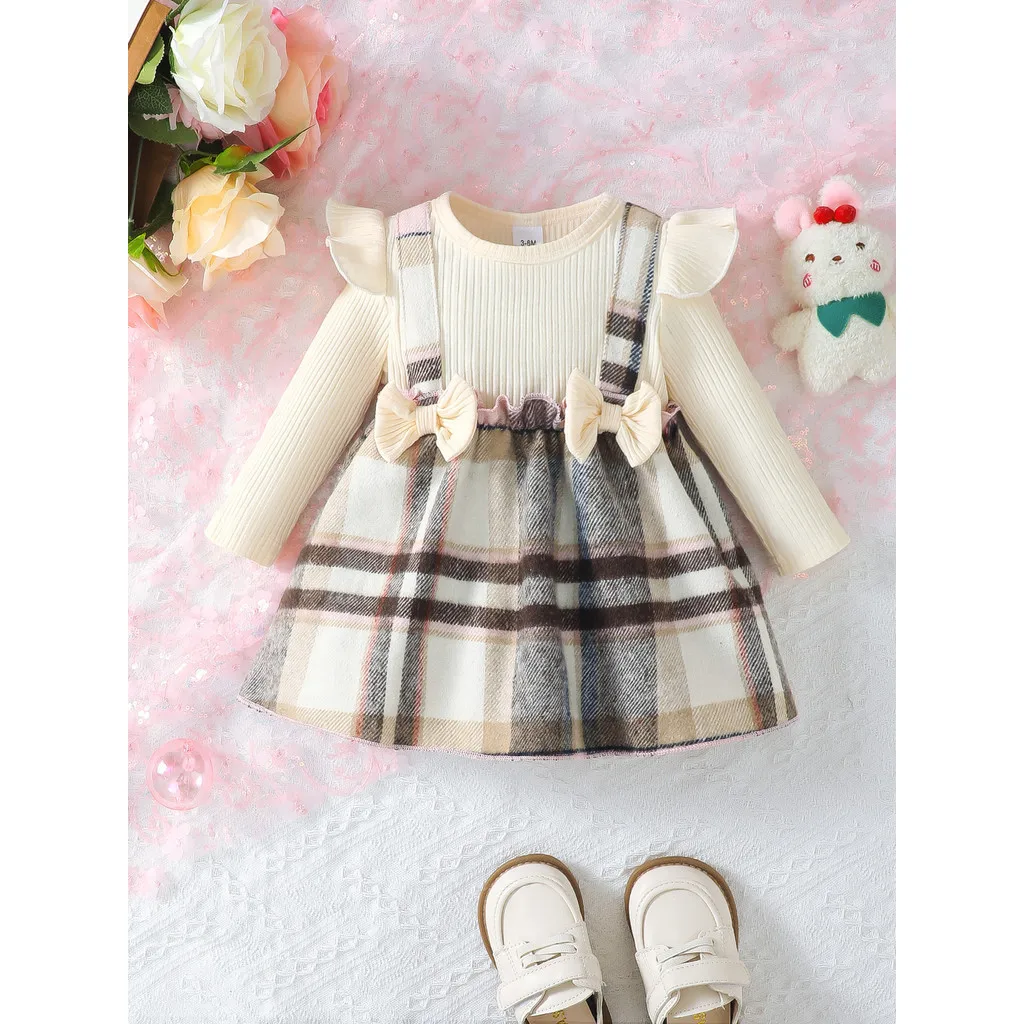 3-24 Months Baby Girl Dress Long Sleeved Checkered Dresses Spring&Autumn Clothing Fashion Birthday Dress for Toddler Girl