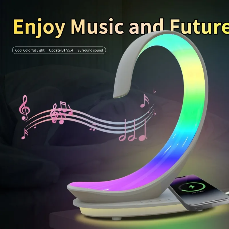 Mobile Wireless Charging Night Light Color Changing Colorful Light with Bluetooth Speaker To Play Music Home Bedroom Night Light