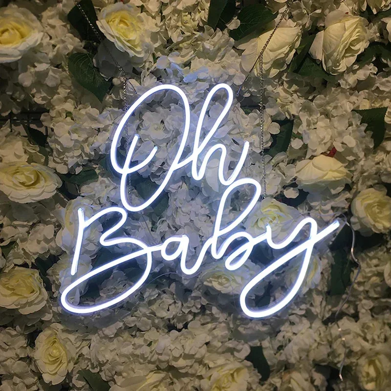 Oh Baby LED Neon Signs LED Wedding Aesthetic Decoration Ambient Lights Party Room Decor Neon Signs Girl Gifts Neon Lighting Sign