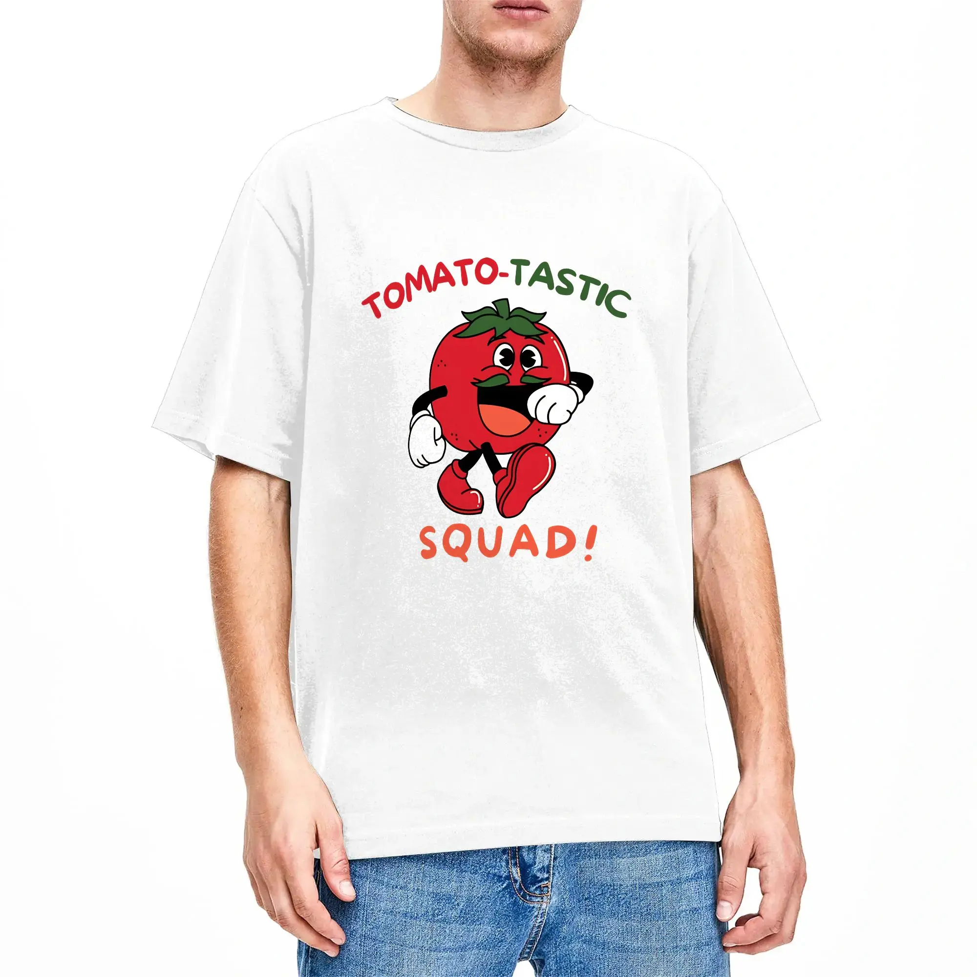 Funny Gardening Veggies Tomato-Tastic Squad!   T-Shirt Beach Tomato Pure Cotton T-Shirts For Men Print Tee Shirt Vintage Tees