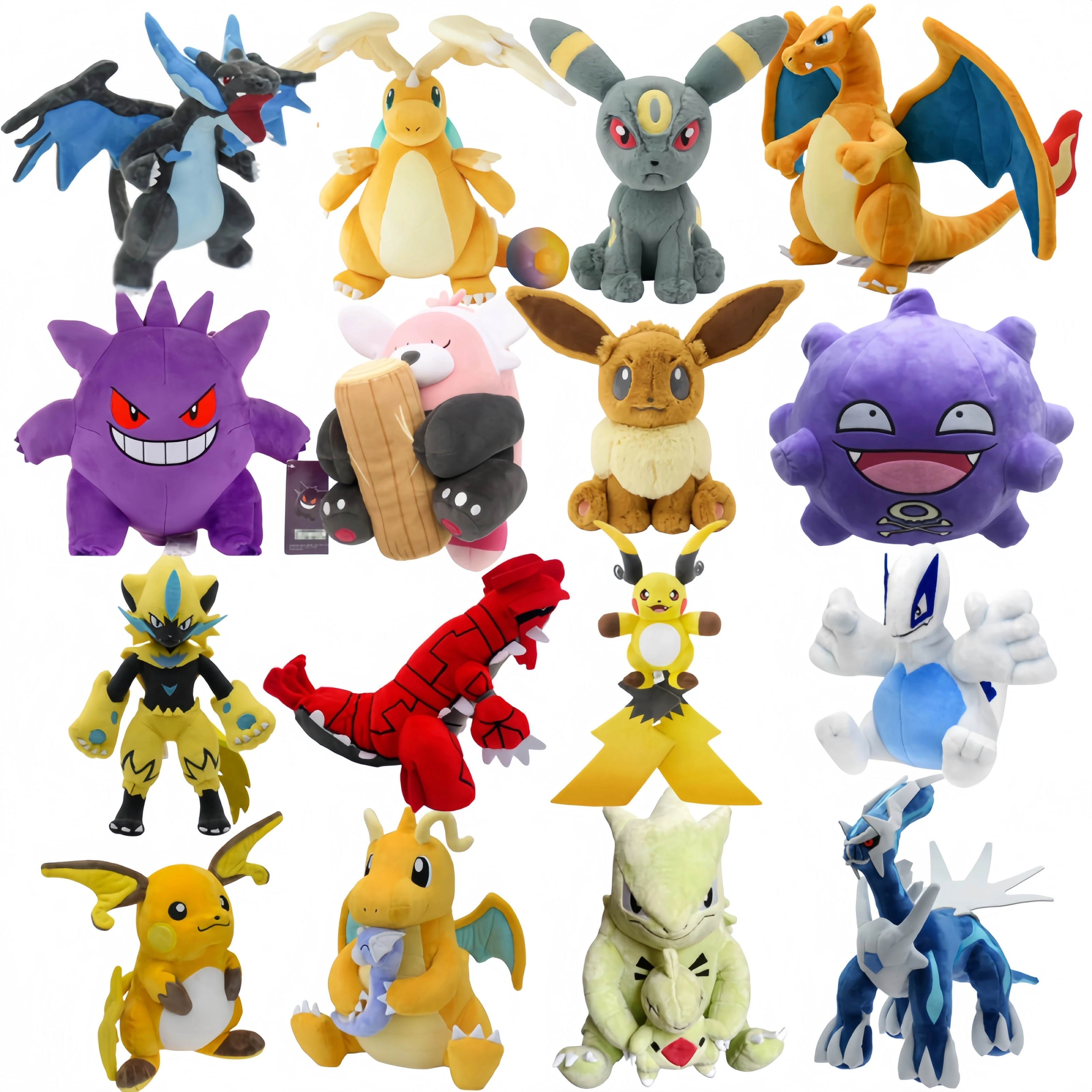 Pokemon Plush Groudon Raichu Charizard Mega Rayquaza Haunter Zeraora Dialga Lucario Umbreon Anime Stuffed Peluche Kids Xmas Gift