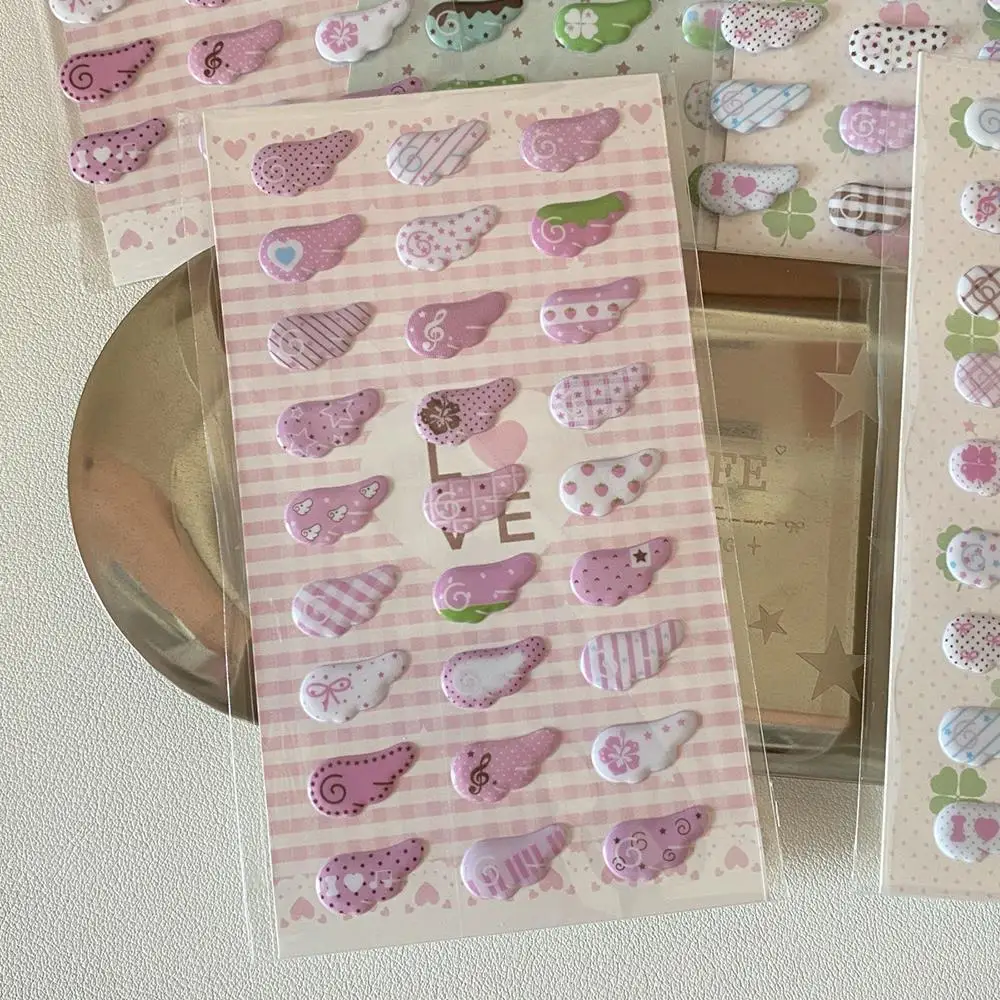 

Y2K 3D наклейки с крыльями пузыря DIY наклейки для скрапбукинга корейская клубника музыкальная нота крылья журнал канцелярские наклейки Декор