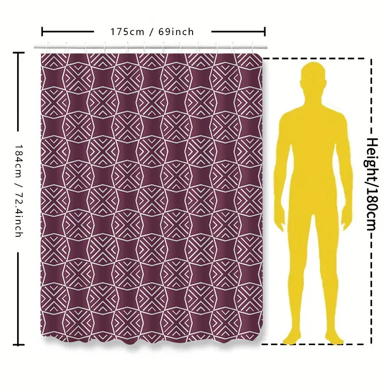 Modern Geometric Pattern Shower Curtain Rustic Boho Decor for Bathroom Privacy Window Covering