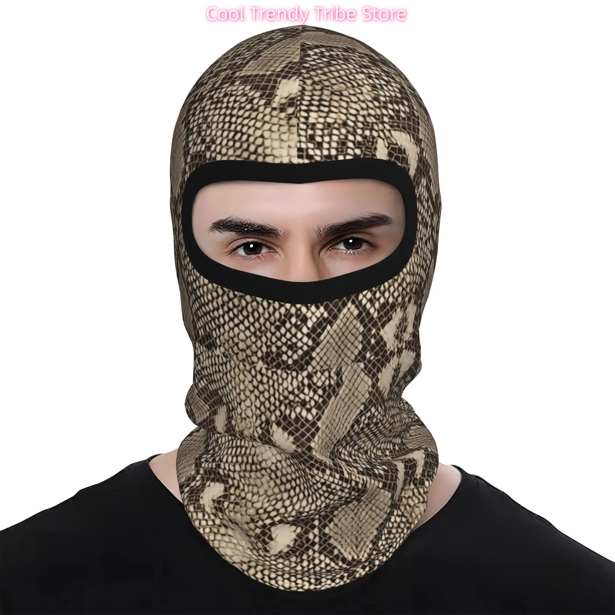Snake Skin Print Windproof Balaclava Cycling Ski Face Cover and Neck Warmer