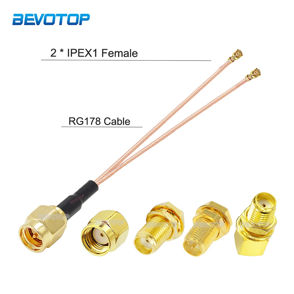 

1PCS SMA Type Male Female Connector to 2 IPEX1 Female Jack Splitter Cable RG178 Pigtail RF Coaxial WIFI Antenna Extension Jumper