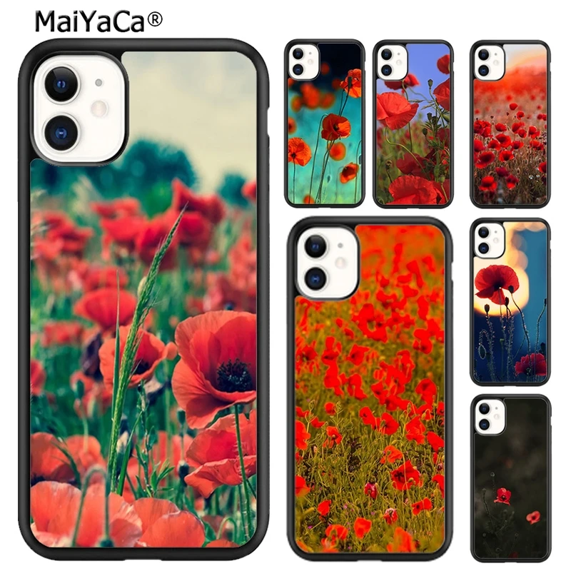 MaiYaCa Red Corn Poppy Flower Phone Case Cover For iPhone 16 15 SE2020 6 7 8 plus 11 12 mini 13 14 pro max shell  coque